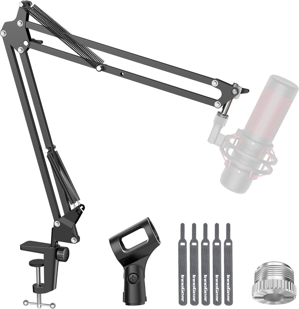InnoGear Boom Arm Microphone Mic Stand for Blue Yeti HyperX QuadCast SoloCast Snowball Fifine Shure SM7B and other Mic, Medium (Black)