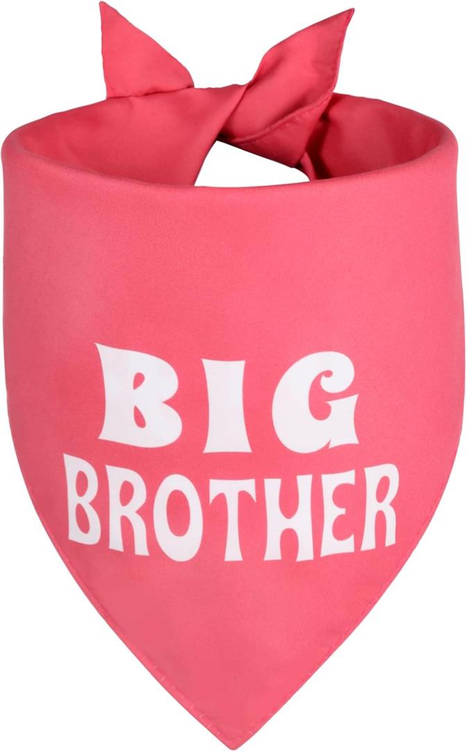 5 x Big Brother Dog Bandana Pink Large 1PCS, Adjustable Triangle Scarf | Pregnancy Announecment, New Baby for Family.