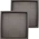 Accent Square Plant Saucer - Durable Plastic Trays For Plants - Stylish Square Tray For Water Drainage - UV Resistant Planter Saucer For Indoor And Outdoor Use (14, Cappuccino, Pack of 2)