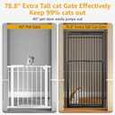 78.8" Extra Tall Cat Gate, 28.3-33" Wide Tall Dog Gate for Doorways/Hallways, NO Drilling Pressure Mounted Pet Gate for Stairs, Kitchen (Black)