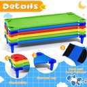 8 Pcs Stackable Daycare Cots for Toddler 54" l x 23" W Kids Cots for Sleeping Portable Kids Bed Furniture Bed Frames Headboards Footboards for Classroom Preschool (Multicolor), 54" Length x 23" Width