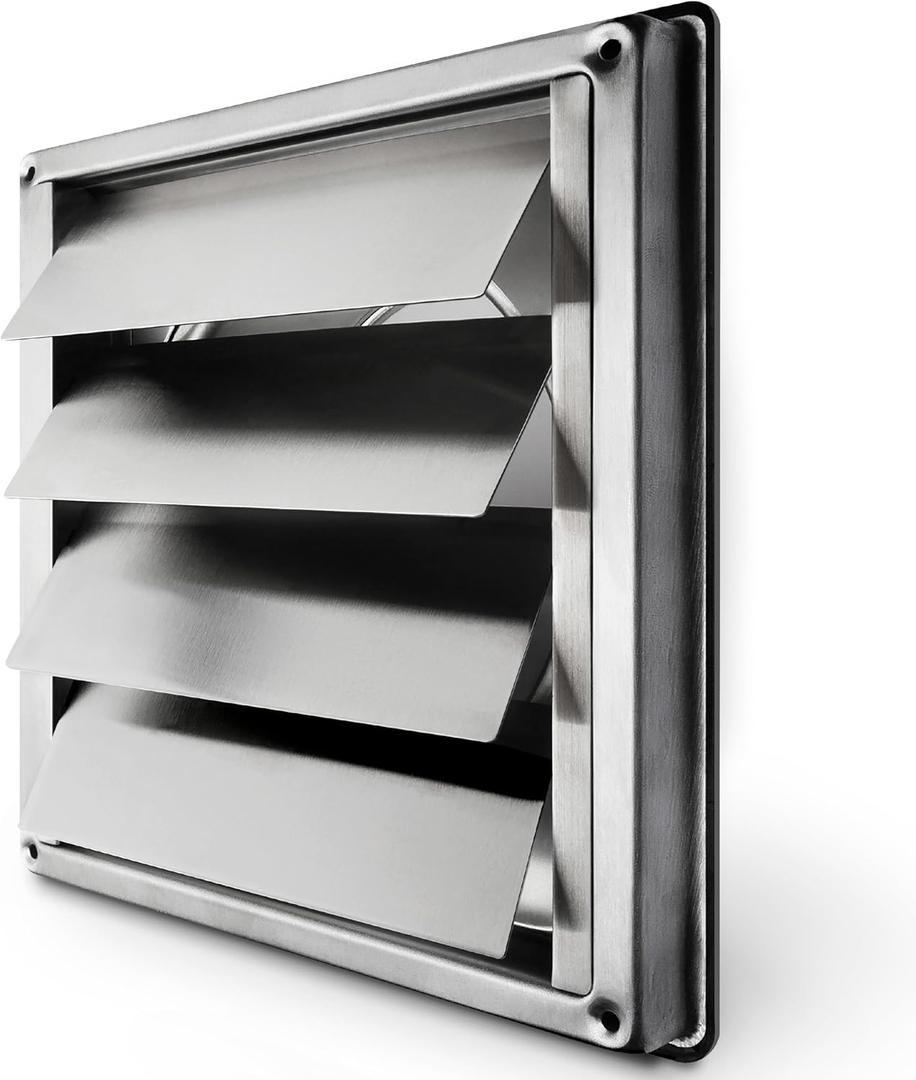 calimaero VKE 4" Inch Dryer Vent Cover  Outdoor Stainless Steel Grille with Moving Flaps  Fits Only with Metal Ducts for HVAC & Dryer Systems