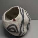 Premium Felt Cat Bed for Indoor Cats, Handmade Merino Wool (Light Grey, Medium)