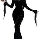 YAOHUOLE Women Halloween Costumes Women Hallween Party Dress Vintage Gothic Floor Dress (X-Large, Black)