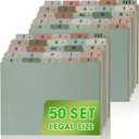 2 Set A-Z Alphabetic and Number Top Label Files, Legal Size, 50 Sheets File Dividers 1/5 Cut Label File Cabinet Dividers Desk Organizer for Office, Home and School (Morandi)