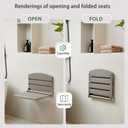 17.5" Folding Shower Seat Wall Mounted,Foldable Shower Bench,Fold Down Shower Seat,Folding Shower Seat Bench,Wall Mount Shower Seat Bench Chair (Grey)