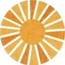 Lahome Boho Round Rugs - 4Ft Washable Non-Slip Small Round Area Rug Throw Soft Sofa Kids Nursery Room Rug Rainbow Sun Print Distressed Round Carpet for Bedroom Entryway Living Room Dining Room