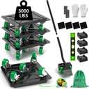 NEST EASY Heavy Duty Furniture Dolly 360 Rotating 5 Wheels, Alloy Steel Furniture Movers Up to 3000 lbs/1360 Kg Load Capacity with Measure Tape and Leveler (5.3x5.3 in)