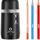 JARLINK Automatic Electric Pencil Sharpener - Hands-Free Operation, 3 Sharpness Modes, 3-Second Sharpening, Rechargeable & Portable for 7-12mm Pencils, Ideal for Classroom and Home Use (Black)