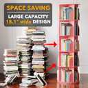 SpaceAid 5 Tier Rotating Bookshelf Tower, Spinning Bookcase Lazy Susan, Revolving 360 Book Shelf Storage Round Carousel, Vertical Rotate Turning Spiral Corner Organizer, Pink, 5 Tier, 62.2" H