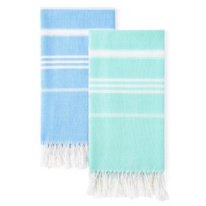 2 Packs Cotton Turkish Beach Towels Quick Dry Sand Free Soft Absorbent Adult Oversized Bath Pool Swim Long Towel Lightweight Thin Sandless Fast Drying Over The Lounge Chair Towel Sand Repellent Anti
