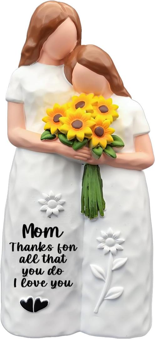 Mom Birthday Gifts,5.9'' Mother and Daughter with Sunflower Figurine,Gifts for Mom from Daughter on Mother's Day,Birthday,Thanksgiving and Christmas