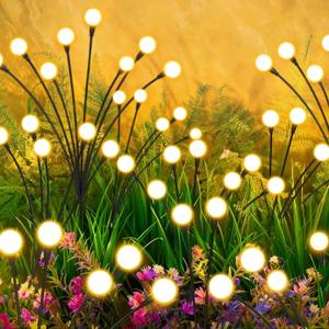 Solar Lights Outdoor-4Pack 32LEDs Solar Garden Firefly Lights Outside,Solar Powered Light Outdoor and Garden Decorative IP65 Waterproof,Yard Patio Pathway Decor,Gardening Gifts for Women,Warm White