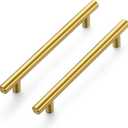 Ravinte Gold Cabinet Handles 5 Pack 5 Inch Cabinet Pulls Brushed Brass Kitchen Cabinet Handles Modern Drawer Pulls Gold Hardware for Kitchen Cabinet