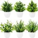 Yoratee Artificial Plant 6PCS Small Fake Plant Greenery Potted Plant Cute Indoor Faux Plant Houes Office Table Desk Bathroom Decor Plants