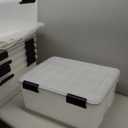 IRIS USA 30 Quart WEATHERPRO Plastic Storage Box with Durable Lid and Seal and Secure Latching Buckles, Clear with Black Buckles, 1 Pack (30 Qt - Single)