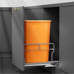 YJHome Pull Out Trash Can Under Cabinet with Soft-Close Slides, Garbage Can Not Included, Cabinet Trash Can Pull Out Kit with Door Mounting Kit, Requires Minimum Cabinets Opening 12" W X 18" D (Single)