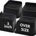 4 Pack Bed Risers 3 inch Heavy Duty, Oversized Furniture Risers, Black Bed Lifts Risers for Table, Sofa, Chair, Couch, Desk, Bed Frame Risers Supports Up to 6,500 Lbs