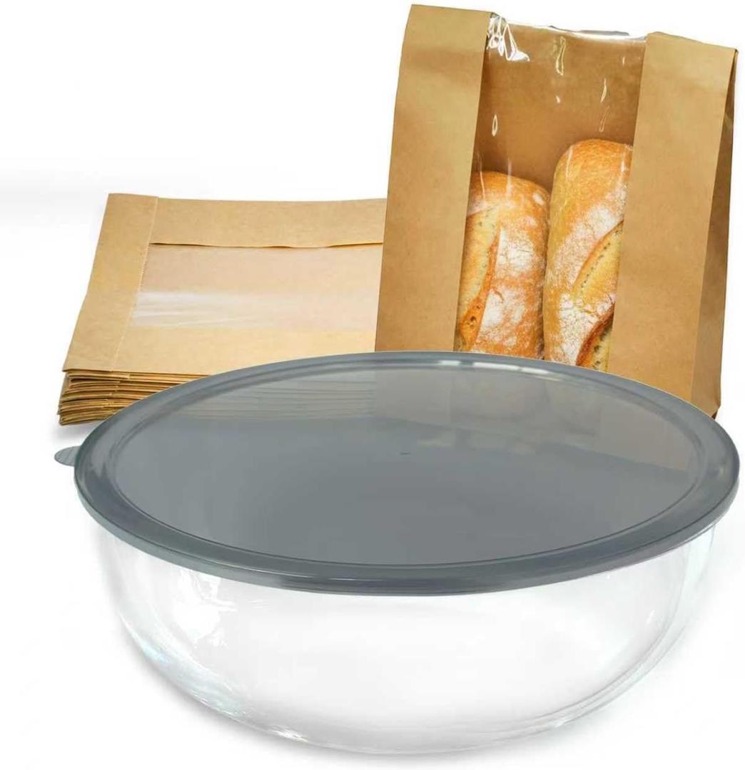6.3Quart Large Glass Mixing Bowl with Lid, Clear Large Salad Bowls Glass Big Mixing Bowls for Kitchen