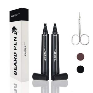 2PCS Beard Pencil Filler for Men - Sweat Proof, Water Resistance, Long Lasting & Natural Finish barber Pencil, Mustache Repair Shape(BLACK)