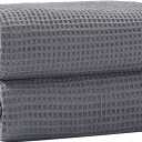 40 x 80 Inches Extra Large Bath Sheets Towels Microfiber Waffle Oversized Bath Towels for Bathroom Quick Dry Lightweight (Dark Grey, Bath sheets-2PCS)