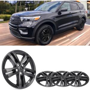 18inch Hubcaps Wheel Skin Covers Compatible with 2020-2024 Ford Explorer XLT, Durable ABS Plastic Rim Covers (Set of 4), Fit for Standard Wheels - Snap On Tire Cover Replacement (Matte Black)