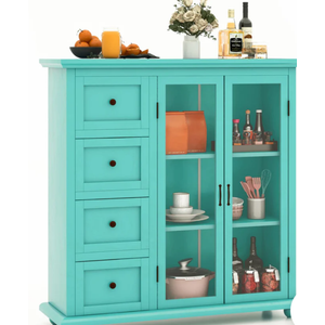 Giantex Buffet Sideboard with Storage - Kitchen Pantry Cabinet with 2 Doors, 4 Drawers, Adjustable Shelf
