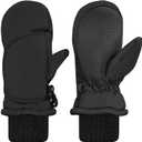 N'Ice Caps Kids Waterproof Snow Mittens Cold Weather Thinsulate Insulated (6-8 Years, Black)