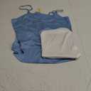 Ekouaer Satin Tank Tops for Women Silk Camisole Tops 2 Pack V Neck Spaghetti Strap Blouse Soft Dressy Camisole (Large, White/Light Blue)