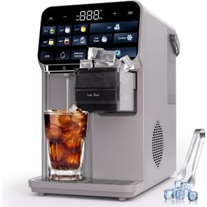 Ice Maker Water Filter Dispenser, 3 in1 Countertop Instant Hot & Cold Water, Ice Water Dispenser with ice Box, 7 Temperature & 5 Dispensing Volume Options Portable No Installation.