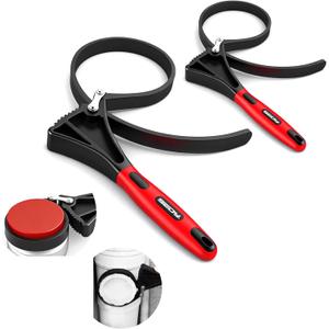 2-Piece Rubber Strap Adjustable Wrench Set Diameter 4" and 6", Oil Filter Pipe Jar Opener Strong Grip Plumbers Universal Spanner for Drain Sewer Cap Sink Pliers Nut Shower Head Valve Removal