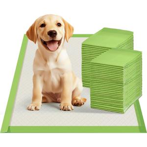 Gardner Pet Dog Pee Pads Rugular 22"x22", Thicker ECO Green Small Disposable Puppy Training Pads Super Absorbent Full Edge-Wrapping Pad for Dogs, Puppies, Doggies, Cats-(40 Count)