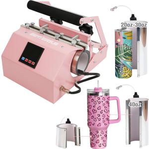 BetterSub 3in1 40 OZ Tumbler Mug Heat Press Machine 30 OZ 20 OZ 16 OZ Sublimation Straight Skinny Tumbler Mug,11 OZ 15 OZ 16 OZ Sublimation Mug Heat Transfer Pink