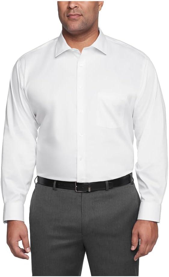Van Heusen Men's Tall Fit Dress Shirt Ultra Wrinkle Free Flex Collar Stretch (Big and Tall) (20" Neck 37"-38" Sleeve, White)