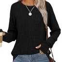 Saloogoe Womens Sweaters with Thumb Hole Long Sleeve Winter Shirts for Women Tunic Tops Black L