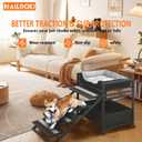 Pet Steps 2-in-1 Foldable Stairs & Ramp with Cats/Dogs Chair with Ramp High Beds, Folding Pet Steps for Medium Small Dogs, Cat Ladder, with Storage Cabinet