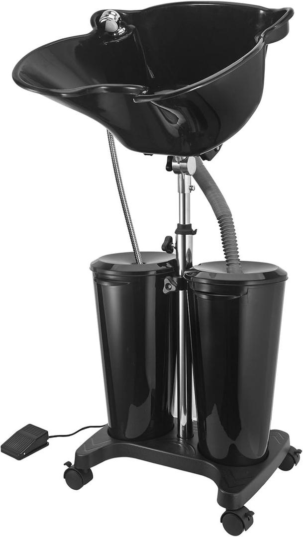 Adjustable Portable Shampoo Bowl with Electric Pump,Hair Washing Station Sink with Buckets&Drain Hoses,Portable Wash Bowl for Hairstylist,Portable Salon Sink Hair Wash Basin for Home Barber Use, 21.3 x 19.7 x 14.2 inches