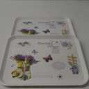 Large Serving Platter Melamine Trays 2 Pack Stackable Food Tray with Floral Print for Gift, Party, Decor, Home, Restaurant (Purple Lavender, Large)