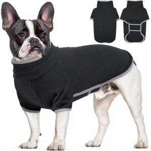 Dog Warm Sweater,Turtleneck Pet Fleece Sweaters,Stretchy Comfortable Sweater for Puppy,Doggy Sweatshirt with Sleeves Soft Pullover Sweatshirt L Darkgrey