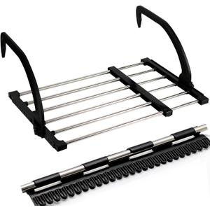 Portable Clothes Drying Rack for Balcony Railings Windowsill, Folding Towel Rack Indoor Outdoor Retractable Laundry Rack with Sock Clips for Drying Socks (28.7"x 13.2")