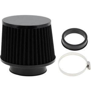 Engine Air Filter 76mm/63mm High Flow Cylinder Clamp-On Cold Air Intake Filter Closed-Top Cool Air Filter Cleaner 1 Clamp, 1 Adapter Black for Car