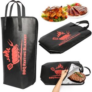 BBQ Blanket for Resting Meat,Blanket Reusable Grilling Meat Insulated Resting Bag,Meat Resting Blanket for Grilling Accessories with Wide Mouth for Large Brisket,Beef,Turkey(with Handle)