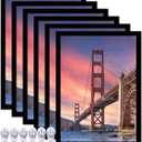 6 Sets 8x11 Picture Frame, Frames for 8 x 11 Canvas Collage Photo Poster Certificate Wall Gallery, High Transparent Horizontal Vertical Black 8 by 11 Inches