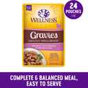 Wellness Healthy Indulgence Gravies Adult Wet Cat Food, Natural, Protein Rich, Grain Free, Tuna and Mackerel Recipe, 3 oz, Pack of 24 Pouches (EXP 05/19/29)