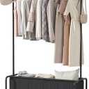 Clothes Rack With Large Storage Bag, Clothes Organizer Stand on Wheels, Garment Rack, Rolling Clothes Storage Cart, Coat Rack, for Bedroom, Laundry Room, Living-room, Black