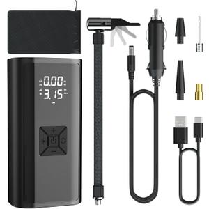 COSOOS Tire Inflator Portable Air Compressor, Air Pump for Car Tires with Digital Tire Pressure Gauge, Air Compressor for Car, Motorcycle, Electric Bike Pump,Basketball,Bicycle Pump w/LED Flashlight