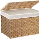Large Wicker Storage Basket with Lid, 52.8 Gallon (200L), Natural