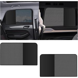 Mandark Car Window Sun Shades, 2PCS Magnetic Vehicle Rear Side Sunlight UV Privacy Protection Cover, Breathable Automotive Block Light Sunshade for Rest Camping, Universal Fit(Back)
