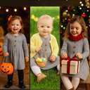 PATPAT Baby & Toddler Girl Ribbed Knit Cotton Dress  Versatile Sleeveless Summer Tank & Long Sleeve Fall Dress, Sizes 3M6Y (Gray)