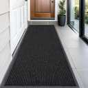 OLANLY Front Door Mat Indoor Outdoor Entrance, Waterproof Heavy Duty Doormat, Fade Resistant, Low Profile, Easy Clean Patio Porch Welcome Floor Mats for Entry, 59x23, Black